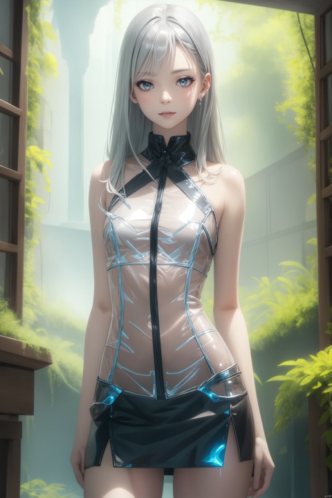  medium breasts,(naked:0.9), black Ultra-thin transparent, masterpiece, best quality,Best picture quality, best quality,official art, (extremely detailed CG unity 8k wallpaper:1.2), (ultra high resolution:1.1), (photo:1.3), Cinematic lighting,(fidelity :1.3), real, brunette,(black Ultra-thin transparent mech:1.3),(all black color scheme:1.4),(papaya-shaped breasts:1.1),ledlace,open shirt,

 (masterpiece:1.0), (best quality:1.0), (film grain:1.2),professional lighting, radiosity,(1girl:1.3), (detailed beautiflul face:1.2), no makeup, PureErosFace_v1, golden proportions, wide shoulders, (median breasts:1.2), (busty), close mouth, smile, solo, (Kpop idol:1.1), detailed beautiflul skin, detailed skin-texture, detailed hair, random hair style, elegant, studio, looking at viewer, (perfect hands),

light rain,dark,(((Cornflower))), cornflower, cornflower,vines, forest, ruins, Blurred picture, lens flare, hdr, Tyndall effect, damp, wet,

(1girl, (bishoujo), (pure silver hair, silver eyes, silver skin), small breast, straight_hair, very_long_hair, (silver skin color), (hydrargyrum body), slim, long legs),(miniskirt:1.4),