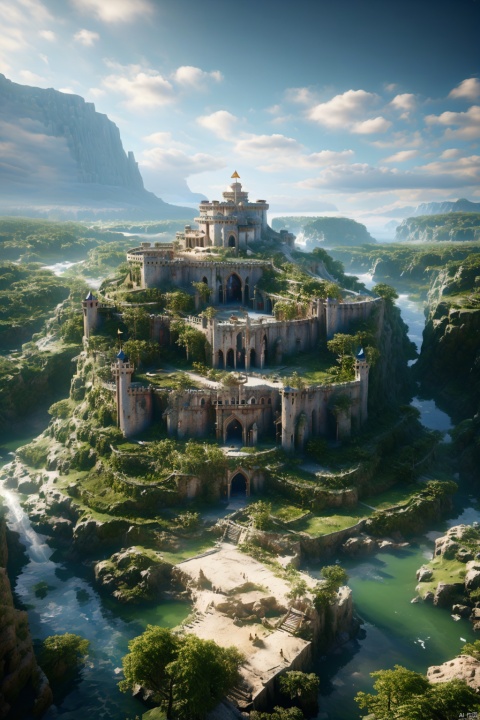  The surrounding decor contains green plants, a triforce symbol, Dungeons and Dragons references and the lookout post, detailed matte painting,fantastic and intricate details, fantasy concept art, 8k resolution trending on Artstation Unreal Engine, (\tong hua cheng bao\), RPG,castle, medieval