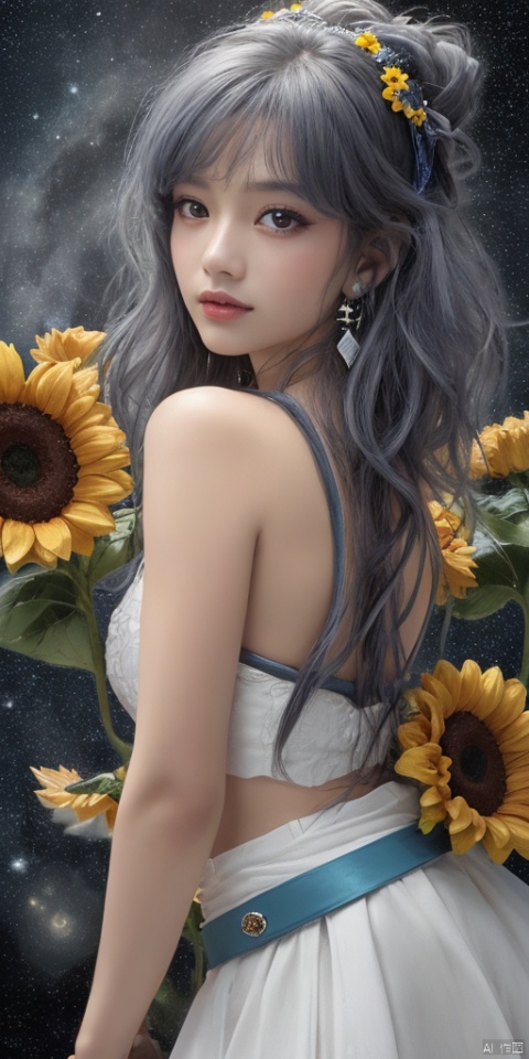 1girl,,Han Chinese girls,Blue and white Hanfu,chinese clothes,large breasts,sunflower,jewelry, earrings,lips, makeup, portrait, eyeshadow, realistic, nose,{{best quality}}, {{masterpiece}}, {{ultra-detailed}}, {illustration}, {detailed light}, {an extremely delicate and beautiful}, a girl, {beautiful detailed eyes}, stars in the eyes, messy floating hair, colored inner hair, Starry sky adorns hair, depth of field, large breasts,blurry, no humans, traditional media, gem, crystal, still life, Dance,movements, All the Colours of the Rainbow,zj,
simple background, shiny, blurry, no humans, depth of field, black background, gem, crystal, realistic, red gemstone, still life,