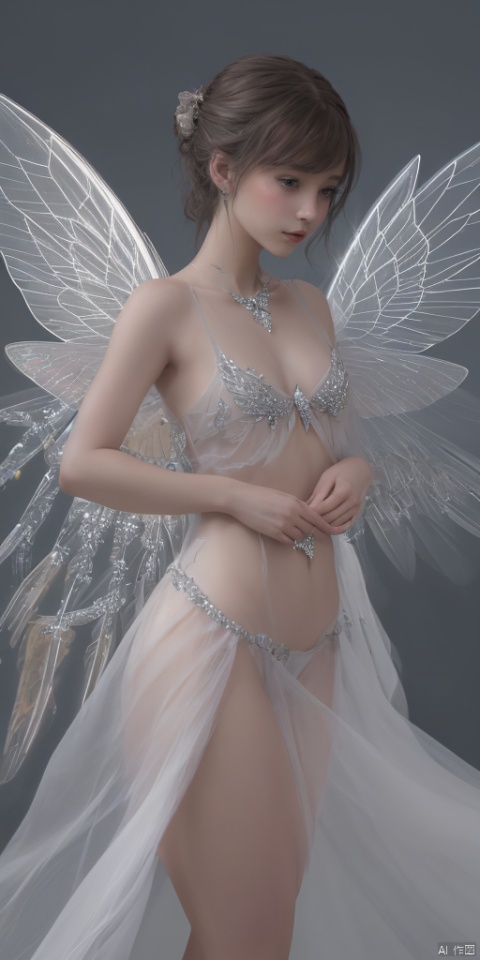  1girl,crystal wings, Fairy,
