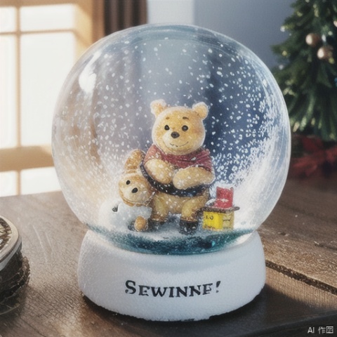 Winnie The Pooh Musical Snow Globe, for The Love of Hunny - Resin/Glass - Collectible Birthday Gift, Holiday Present