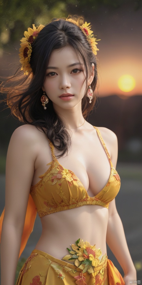  (blurry, depth of field, blurry foreground:1.35),strong rim light,
//
1girl,,Han Chinese girls,yellow Hanfu,chinese clothes,large breasts,sunflower,jewelry, earrings,lips, makeup, portrait, eyeshadow, realistic, nose,{{best quality}}, {{masterpiece}}, {{ultra-detailed}}, {illustration}, {detailed light}, {an extremely delicate and beautiful}, a girl, {beautiful detailed eyes}, stars in the eyes, messy floating hair, colored inner hair, Starry sky adorns hair, depth of field, large breasts,cleavage,blurry, no humans, traditional media, gem, crystal, still life, Dance,movements, All the Colours of the Rainbow,zj,
simple background, shiny, blurry, no humans, depth of field, black background, gem, crystal, realistic, red gemstone, still life,
//
(starlight,sunset,
lens flare:1.25),
