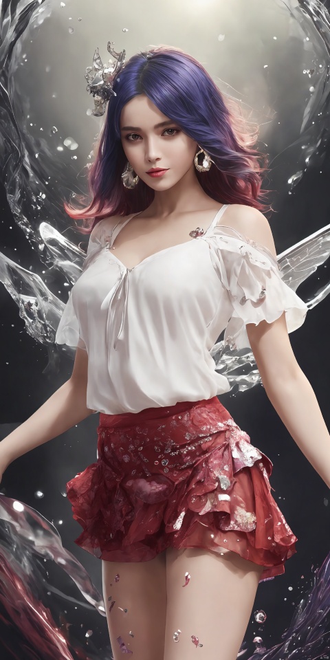  (1girl:1.2),Chinese girls,stars in the eyes,Mystry Zone Womens Henley V Neck Casual Blouse Button Down T Shirts Flare and Flowy Tops(Short skirt:1.4),(1girl:1.3),Masterpiece, high quality, 1girl, extreme detailed, (fractal art:1.3), colorful, highest detailed, (chiffon, body painting:1.2), 8k, digital art, macro photo, quantum dots, sharp focus, dark shot, cinematic, Microworld, thigh, (upper thighs shot:1.2), front view,(pure girl:1.1),(white dress:1.1),(full body:0.6),There are many scattered luminous petals,bubble,contour deepening,(white_background:1.1),cinematic angle,,underwater,adhesion,green long upper shan, 21yo girl,jewelry, earrings,lips, makeup, portrait, eyeshadow, realistic, nose,{{best quality}}, {{masterpiece}}, {{ultra-detailed}}, {illustration}, {detailed light}, {an extremely delicate and beautiful}, a girl, {beautiful detailed eyes}, stars in the eyes, messy floating hair, colored inner hair, Starry sky adorns hair, depth of field, large breasts,cleavage,blurry, no humans, traditional media, gem, crystal, still life, Dance,movements, All the Colours of the Rainbow,halo,cable,realistic,smile,nail polish,lips,bow,zj,
simple background, shiny, blurry, no humans, depth of field, black background, gem, crystal, realistic, red gemstone, still life,
, wings, jewels
 1girl,Fairyland Collection Dark Fairy Witch Spirit Forest with Magic Ball On Crystal Stone Figurine, 
, hand, thighhighs, jewels