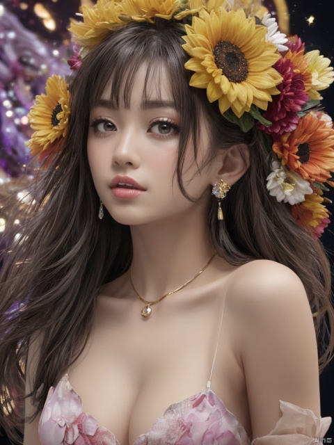  1girl,Han Chinese girls,sparkle,yellow Hanfu,chinese clothes,large breasts,sunflower,jewelry, earrings,lips, makeup, portrait, eyeshadow, realistic, nose, (1girl:1.3),Masterpiece, high quality, 1girl, extreme detailed, (fractal art:1.3), colorful, highest detailed, 8k, digital art, macro photo, quantum dots, sharp focus, dark shot, cinematic, Microworld, thigh, (upper thighs shot:1.2), front view,{{best quality}}, {{masterpiece}}, {{ultra-detailed}}, {illustration}, {detailed light}, {an extremely delicate and beautiful}, a girl, {beautiful detailed eyes}, stars in the eyes, messy floating hair, colored inner hair, Starry sky adorns hair, depth of field, large breasts,cleavage,blurry, no humans, traditional media, gem, crystal, still life, Dance,movements, All the Colours of the Rainbow,zj,
simple background, shiny, blurry, no humans, depth of field, black background, gem, crystal, realistic, red gemstone, still life,
