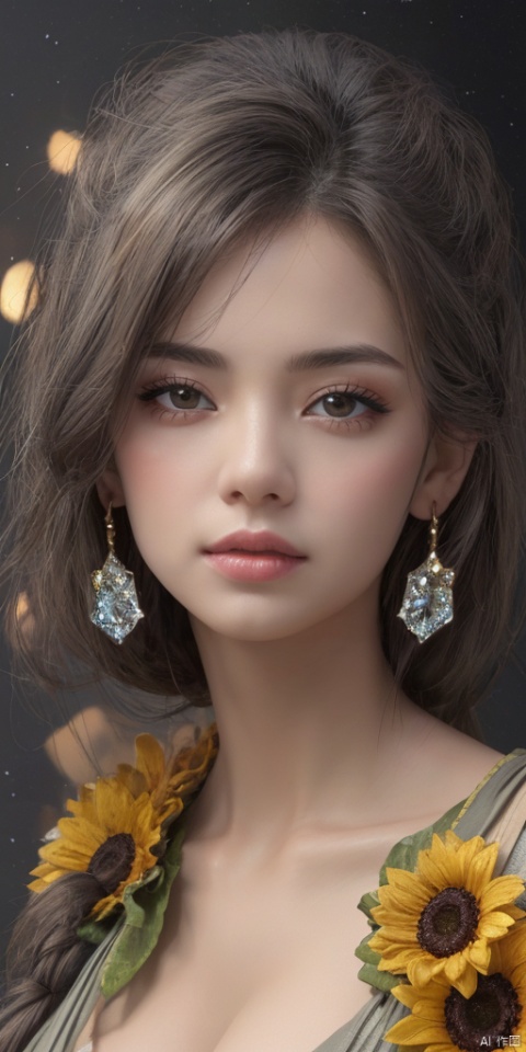  1girl,Han Chinese girls,sparkle,yellow Hanfu,Frameless glasses,chinese clothes,large breasts,sunflower,jewelry, earrings,lips, makeup, portrait, eyeshadow, realistic, nose,{{best quality}}, {{masterpiece}}, {{ultra-detailed}}, {illustration}, {detailed light}, {an extremely delicate and beautiful}, a girl, {beautiful detailed eyes}, stars in the eyes, messy floating hair, colored inner hair, Starry sky adorns hair, depth of field, large breasts,cleavage,blurry, no humans, traditional media, gem, crystal, still life, Dance,movements, All the Colours of the Rainbow,zj,
simple background, shiny, blurry, no humans, depth of field, black background, gem, crystal, realistic, red gemstone, still life,
