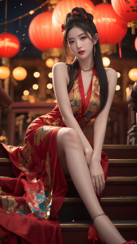  In a Chinese New Year-inspired setting, capture an analog photo with a dark and low-key atmosphere, featuring dynamic action. The scene portrays an intelligent Afghan girl, aged 20, with strawberry blonde pixie bob hair, perfectly suited for the festive occasion. She exudes a fashionable charm and possesses alluring curves. In the background, reflections on the wall create an abstract ambiance with prismatic and holographic effects. Sparkles and neon pixels, illuminated by neon lights, add a chaotic yet enchanting vibe. The overall scene resembles a fashion magazine cover, with intricate details and hyperdetailed quality (HDR, hyperdetailed), celebrating the joyous spirit of the New Year.
poakl cartoon newyear style,best quality,masterpiece, Face Score, yuandan