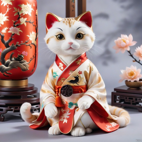 A charming Chinese style personified cat with elegant expressions and graceful poses, traditional Chinese art style, delicate and beautiful colors, elegant gestures, and a touch of classic charm --niji 6.
