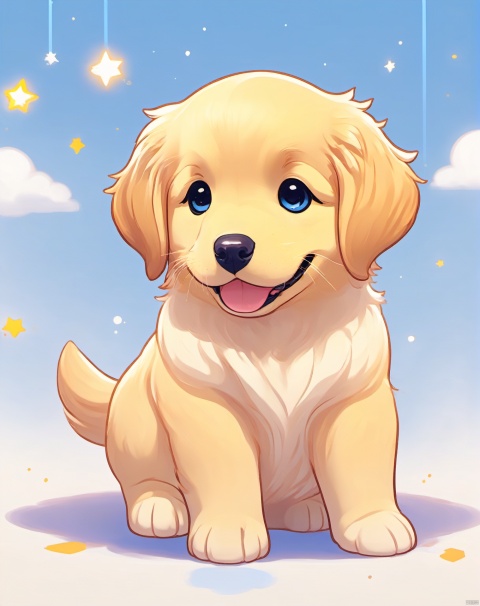  Baby Golden Retriever, One puppy、 official artwork, , Lori, anime style portrait, anime moe art style, 2 d anime style, Cute art style, Stylized anime, Anime Art Style, Anime style. 8K, anime style 4 k, Anime Art Style, digital anime art!!、White puppy、fluffly、Baby Golden Retriever、blanche、Vigorous、A charming smile、dynamicposes、((masterpiece))、(((top-quality))、Chibi Chara、,