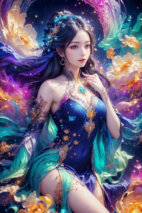  (masterpiece, top quality, best quality, official art, beautiful and aesthetic:1.2), (1girl), extreme detailed,(fractal art:1.3),colorful,highest detailed,Dreamy Atmosphere,Bright color,Complete clothes.,