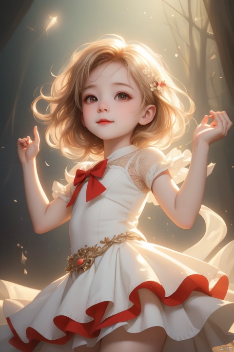  beautiful illustration, best quality, cute petit girl, (transform sequence), transform magical girl, chibi, white magical girl, fractal art, albino, babyface, long pure white and red mesh hair, beautiful detailed red eyes, cinematic lighting, cowboyshot,lookingatviewer,frombottom,happy,国风古装, ((poakl))