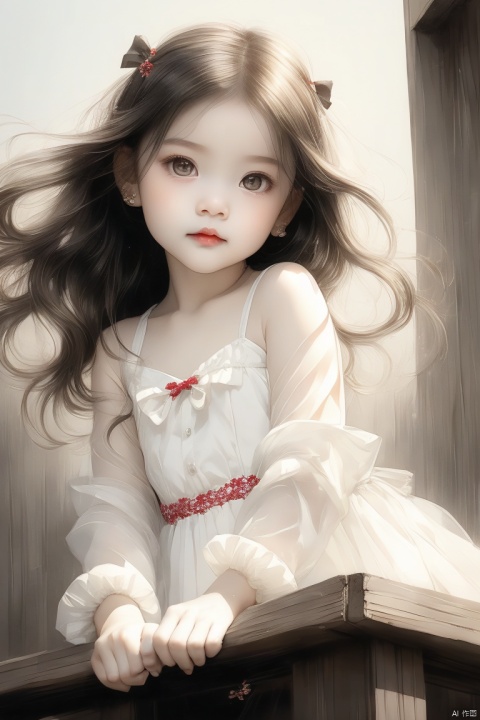  beautiful illustration, best quality, cute petit girl, (transform sequence), transform magical girl, chibi, white magical girl, fractal art, albino, babyface, long pure white and red mesh hair, beautiful detailed red eyes, cinematiclighting,cowboyshot,lookingatviewer,frombottom,happy,国风古装, ((poakl)), 1girl, heibai