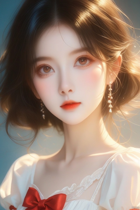  beautiful illustration, best quality, cute petit girl, (transform sequence), transform magical girl, chibi, white magical girl, fractal art, albino, babyface, long pure white and red mesh hair, beautiful detailed red eyes, cinematic lighting, cowboy shot, looking atviewer,frombottom,happy,国风古装