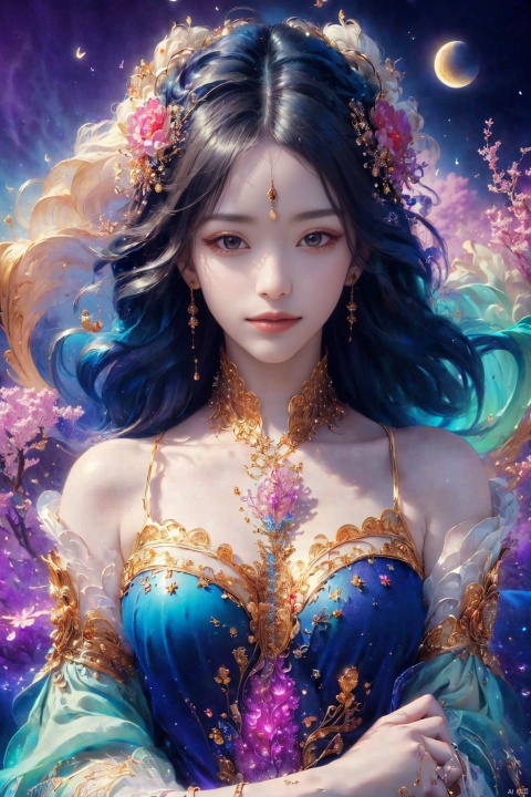  (masterpiece, top quality, best quality, official art, beautiful and aesthetic:1.2), (1girl), extreme detailed,(fractal art:1.3),colorful,highest detailed,Dreamy Atmosphere,Bright color,Complete clothes.,