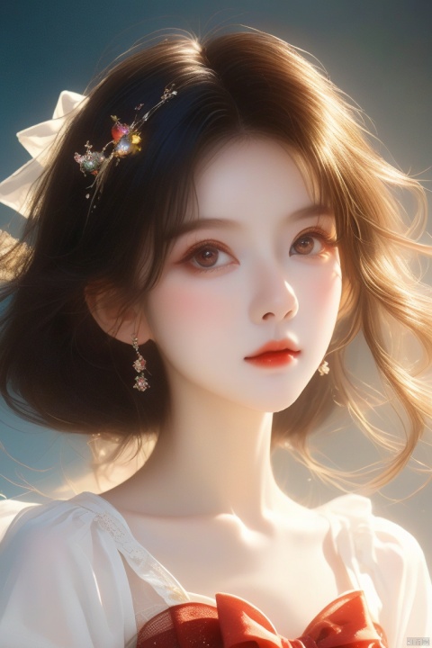  beautiful illustration, best quality, cute petit girl, (transform sequence), transform magical girl, chibi, white magical girl, fractal art, albino, babyface, long pure white and red mesh hair, beautiful detailed red eyes, cinematic lighting, cowboy shot, looking atviewer,frombottom,happy,国风古装