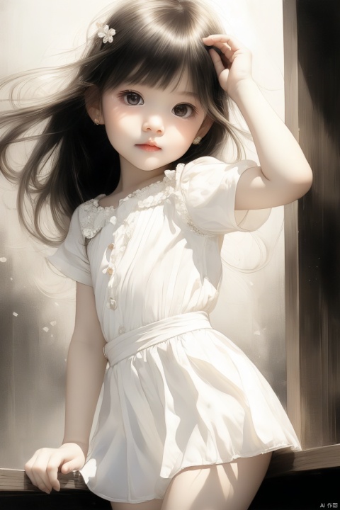  beautiful illustration, best quality, cute petit girl, (transform sequence), transform magical girl, chibi, white magical girl, fractal art, albino, babyface, long pure white and red mesh hair, beautiful detailed red eyes, cinematiclighting,cowboyshot,lookingatviewer,frombottom,happy,国风古装, ((poakl)), 1girl, heibai