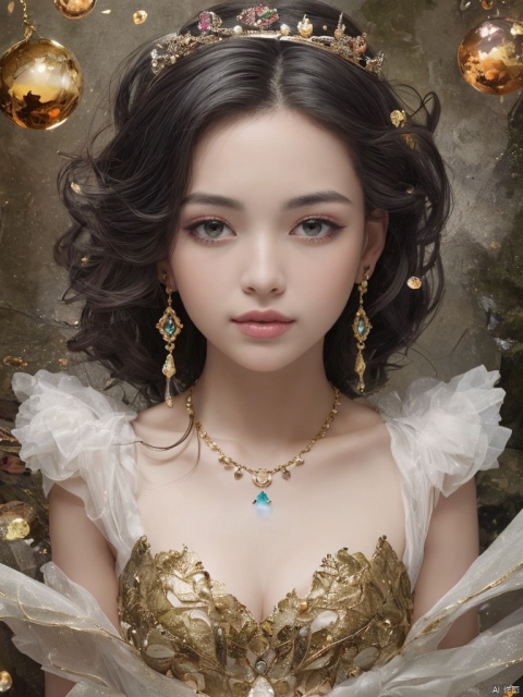  (1girl:1.2),Chinese girls,stars in the eyes,(pure girl:1.1),(white dress:1.1),(full body:0.6),There are many scattered luminous petals,bubble,contour deepening,(white_background:1.1),cinematic angle,,underwater,adhesion,green long upper shan, 21yo girl,jewelry, earrings,lips, makeup, portrait, eyeshadow, realistic, nose,{{best quality}}, {{masterpiece}}, {{ultra-detailed}}, {illustration}, {detailed light}, {an extremely delicate and beautiful}, a girl, {beautiful detailed eyes}, stars in the eyes, messy floating hair, colored inner hair, Starry sky adorns hair, depth of field, large breasts,cleavage,blurry, no humans, traditional media, gem, crystal, still life, Dance,movements, All the Colours of the Rainbow,zj,
simple background, shiny, blurry, no humans, depth of field, black background, gem, crystal, realistic, red gemstone, still life,
, wings, jewels
 1girl,Fairyland Collection Dark Fairy Witch Spirit Forest with Magic Ball On Crystal Stone Figurine, jewelry, necklace, no humans, crown, gem, coin, gold, treasure chest
