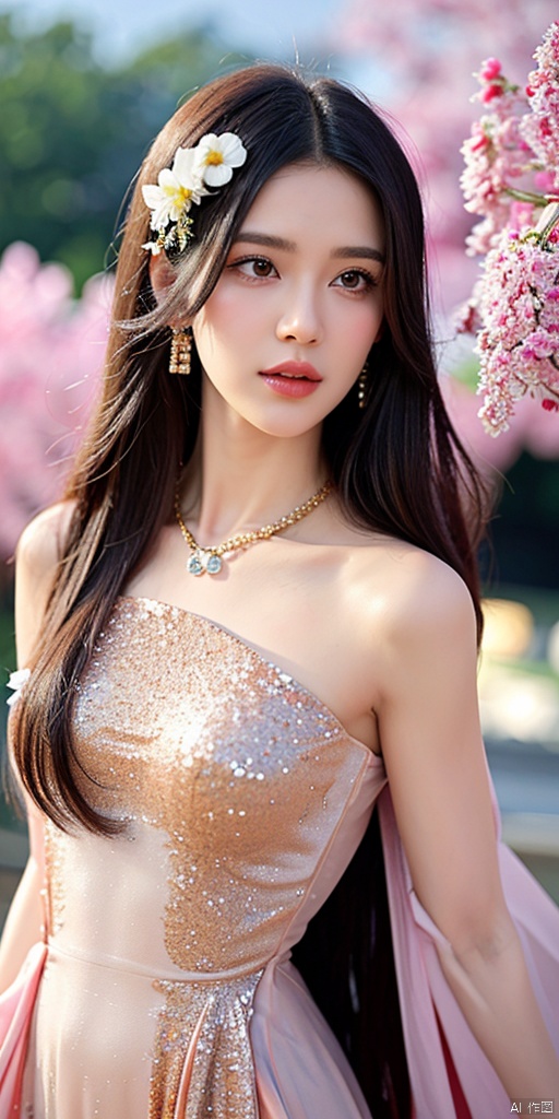 1girl,Mosaic dress,dance, Fairy, crystal, jewels,black, Crystal clear,solo, long hair, looking at viewer,black hair,jewelry, earrings,lips, makeup, portrait, eyeshadow, realistic, nose,line drawing , floral, fantasy, white background, HD, anime, watercolor, ink, flowers & blossoms, golden hour, bokeh, ambient environment, epic, 4k, beautiful landscape, centered, full picture