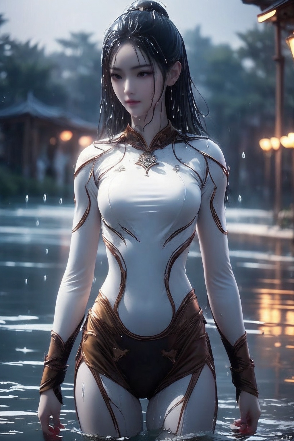  Epic CG masterpiece,stunningly beautiful,graphic tension,dynamic poses,stunning colors,3D rendering,surrealism,cinematic lighting effects,realism,00 renderer,super realistic,masterpiece,best quality,32k uhd,insane details,intricate details,hyperdetailed,hyper quality,high detail,ultra detailed,Masterpiece,
1girl,solo,glowing,simple background,,rain,it's soaking wet,(splash of water:1.4),,wet_hair, yanlingji, jiqing