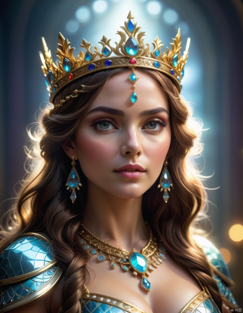 ((best quality)), ((masterpiece)), (detailed), close-up, person wearing costume, fantasy art, crown , 3D goddess portrait, captivating lighting, 8k resolution, striking facial expression, (elaborate costume details:1.3), vibrant colors, powerful presence, (ethereal glow:1.1), (masterpiece,best quality,ultra_detailed, highres, absurdres:1.2)