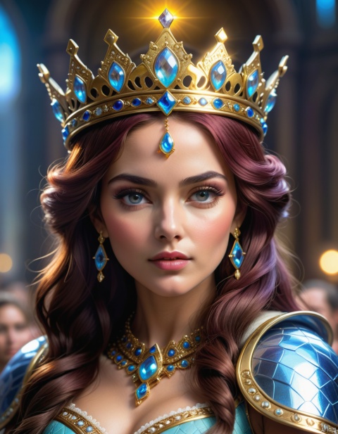 ((best quality)), ((masterpiece)), (detailed), close-up, person wearing costume, fantasy art, queen, crown , 3D goddess portrait, captivating lighting, 8k resolution, striking facial expression, (elaborate costume details:1.3), vibrant colors, powerful presence, (ethereal glow:1.1), (masterpiece,best quality,ultra_detailed, highres, absurdres:1.2)
