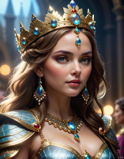 ((best quality)), ((masterpiece)), (detailed), close-up, person wearing costume, fantasy art, queen, crown , 3D goddess portrait, captivating lighting, 8k resolution, striking facial expression, (elaborate costume details:1.3), vibrant colors, powerful presence, (ethereal glow:1.1), (masterpiece,best quality,ultra_detailed, highres, absurdres:1.2)