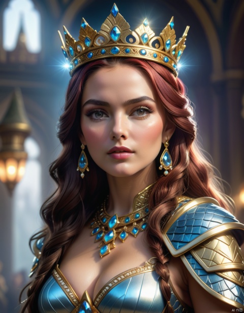 ((best quality)), ((masterpiece)), (detailed), close-up, person wearing costume, fantasy art, queen, crown ,Majestic, 3D goddess portrait, captivating lighting, 8k resolution, striking facial expression, (elaborate costume details:1.3), vibrant colors, powerful presence, (ethereal glow:1.1), (masterpiece,best quality,ultra_detailed, highres, absurdres:1.2)