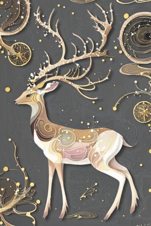 Beautiful nine-colored deer, Divine Deer_Cervus eldii, cosmos, dreampaperpaper,流光