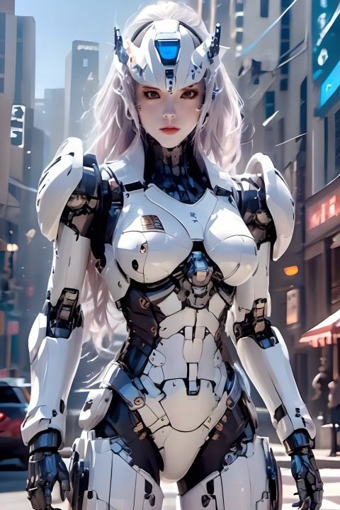 masterpiece,best quality,ultra-detailed,very detailed illustrations,extremely detailed,half-mach,intricate details,highres,super complex details,extremely detailed 8k cg wallpaper,cowboy shot, caustics,reflection,ray tracing,demontheme,nebula,dark aura,cyber effect, (1girl:1.4),solo,alone,mecha musume,mechanical parts, robot joints,single mechanical arm, headgear, mechanical halo,star halo,intricate mechanical bodysuit, mecha corset, full armor, very long hair,white hair, hair between eyes, multicolored hair, colored inner hair, glowing eye,eye trail, random expressions,random action, pond, starry sky,skyline,11, Female police officers in the future cyberpunk street, police mecha uniforms, armed, future cities, cyberpunk style, （ponytail：1.5）, perfect facial features, perfect figure, sexy, Mecha, police officer hats, long legs, wide-angle lens, （bikini：1.5）, full body shot, handheld high-tech pistol, neon light, black hair, street view, long shot