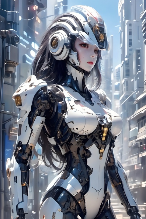 masterpiece,best quality,ultra-detailed,very detailed illustrations,extremely detailed,half-mach,intricate details,highres,super complex details,extremely detailed 8k cg wallpaper, caustics,reflection,ray tracing, demontheme,nebula,dark aura,cyber effect, (1girl:1.4),solo,alone,mecha musume,mechanical parts, robot joints,single mechanical arm, headgear, mechanical halo,star halo,intricate mechanical bodysuit, mecha corset, very long hair, black hair, colored inner hair, glowing eye,eye trail, pond, starry sky,skyline,11, Female police officers in the future cyberpunk street, police mecha uniforms, armed, future cities, cyberpunk style, （ponytail：1.7）, perfect facial features, perfect figure, (sexy:1.5), Mecha, police officer hats, long legs, wide-angle lens, （bikini：1.7）, full body shot, (Handheld luminescent high-tech pistol:1.5), neon light, black hair, street view, (long shot:1.7),Wide angle lens, small aperture, photography
