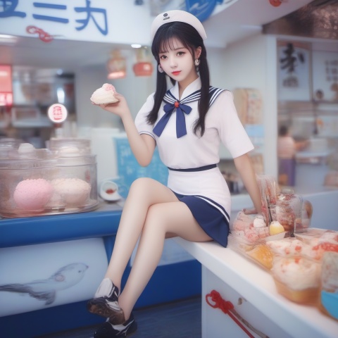 1girl,sailor suit,yafei,qipao,audi,dsicogirl,zhuzhuqing,icecream