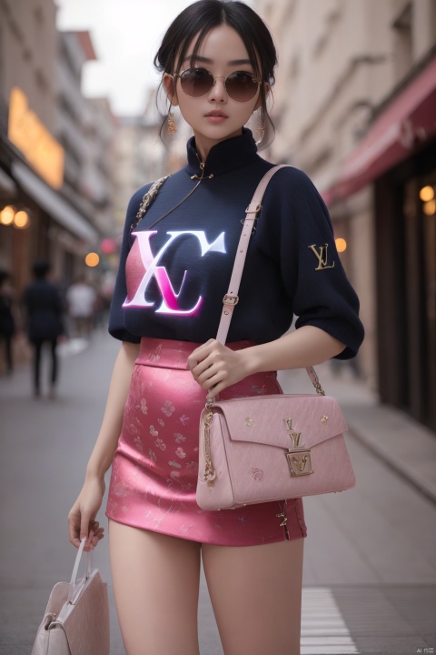 An extremely beautiful Chinese female tiktok influencer wearing gradient white pink Louis Vuitton monogram fashion outfit with lots of Louis Vuitton logos on the outfit, holding a Louis Vuitton bag, gradient white pink concept sunglasses, sakura background, cinematic scenes, cinematic shots, cinematic lighting, volumetric lighting, ultra-detailed, highly detailed, hyper-detailed, realistic, ultra-realistic, hyperrealistic, HD, IMAX, 8K resolutions, ultra resolutions, sharp focus, magnificent, best quality, masterpiece
