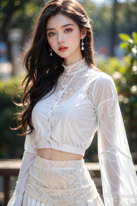 girl,real photo,realistic photo,
Outstanding,master work,32K,UHD,best quality,perfect work,ray tracing,ultra-clear,ultra-realistic,ultra-high-definition,detailed,ultra-high resolution,(photo realism:1.5),
A beautiful China girl,single,(21 years old),(exquisite eyes:1.2),(double eyelids:1.2),(highly clear and meticulous face:1.5),(fair skin:1.5),(dark black hair),(perfect body-true proportion:1.4),
(white shirt-lace yarn long sleeves:1.8),(white loose long skirt pants:1.6),(full body)