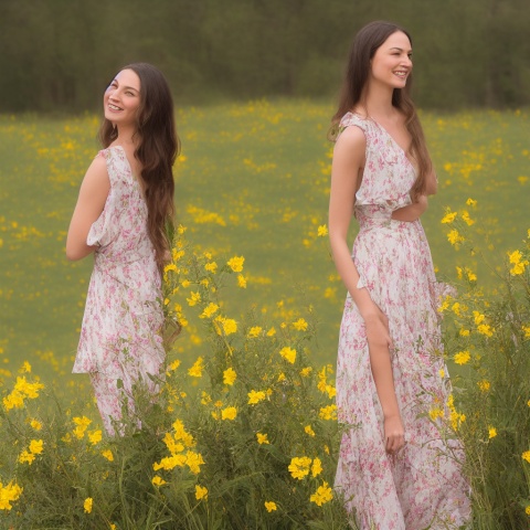 (best quality) (masterpiece), (highly detailed), original, solo, spring, a stunningly beautiful girl standing in a field of blooming flowers, the soft petals brushing against her skin and the gentle breeze carrying the sweet scent of spring. Her hair is gently tousled by the wind, and her dress seems to blend seamlessly into the natural beauty of the world around her. As she gazes out over the landscape, a serene smile crosses her lips, her inner peace and joy radiating outward in a warm embrace.The girl in the spring meadow embodies the essence of renewal and growth, a symbol of the rejuvenating power of the natural world. Her presence is a reminder of the endless possibilities that exist within us, and of the boundless beauty that surrounds us every day. She represents the promise of a new season, a new beginning, and a new joy that can be found in even the simplest of things. 