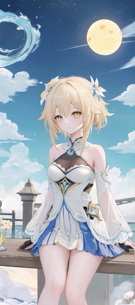  best_quality,masterpieces,extremely_detailed,
1girl,medium_breasts,thighs,young_lady,
lumine (genshin impact),blonde_hair,yellow_eyes,white_flower_on_side_of_head,
(looking_at_me:1.05),
bare_shoulders,