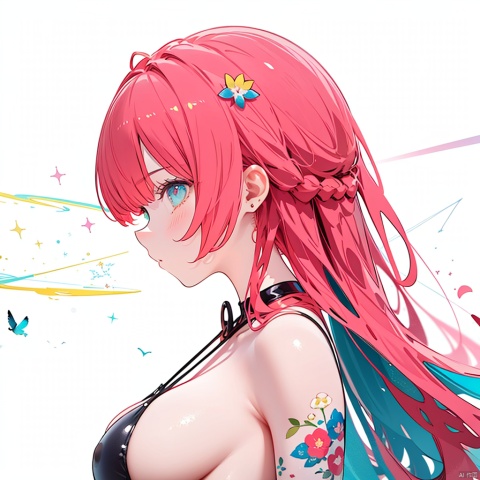  (1girl), tachi-e, (Upper body:1.5), virgin killer outfit, slingshot swimsuit, profile, Long hair, Red hair,Laser
(背景:0), (sideboob:1.2), Vertical drawing, (no background:1.5), (White background:1.5), Character close-up, outline, limited palette, contrast, phenomenal aesthetic, best quality, sumptuous artwork, (masterpiece), (best quality), (ultra-detailed), (((illustration))), mosaic art, breast conscious, breast awe