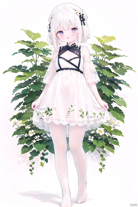 masterpiece,best quality,high quality,(colorful),[Artist onineko],[Artist chen bin],[Artist agwing86],
white pantyhose,toeless_legwear,watercolor,masterpiece,best quality,extremely detailed,1girl,full body,beautiful detailed eyes,cute anime face,full body,beautiful detailed face,white hair,(Botanical illustration:1.5),white dress,1 girl,ziyi,