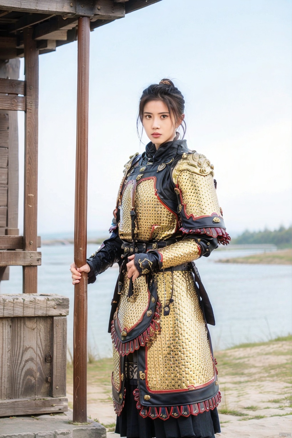 High definition, high quality, realistic, a girl, (armor) standing, (cold weapon).