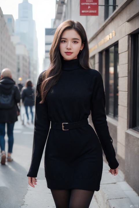  masterpiece, best quality, 1girl, shiny skin, cinematic lighting, medium breasts, looking at viewer, messy hair, blonde hair, yellow eyes, solo, autumn, outdoors, smile, blush, windy, black sweater dress, ribbed, knit, turtleneck sweater dress, black pantyhose, walking, city, shopping, dynamic angle, close-up, ultra-detailed, 8k, rtx, ambient occlusion, rim lighting, bustling,naked, naked, naked.