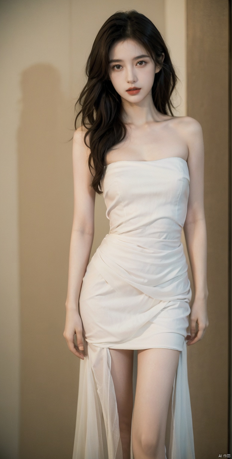  (masterpiece, best quality:1.4),finely detailed,1girl,solo,pale skin,perfect body,(half body photo:1.5),Strapless,