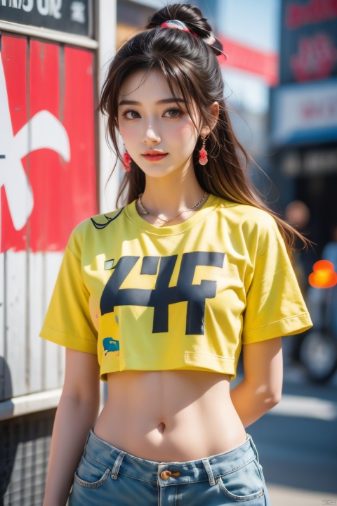  illustration, best quality, ultra-detailed, super detailed skin,cute, lovely, extremely detailed,8K,solo,1girl, detailed background,urban, 💫,⭐️,🌟,✨,night,dynamic angle,beautiful eyes,blash,smile,(streetwear:1.5),street style ,(emphasis splatter ),splatter,graffiti,spraycan,❤️,motion,navel,(croptop:0.8),(ear piercing:0.7),two-tone hair color,(cool),(HDR:1),wind
,(jitome:1.2),perfect hand,active,RETRO ART STYLE, NEON_POP ART STYLE, ART STYLE, hands behind back, yunqing, newspaper