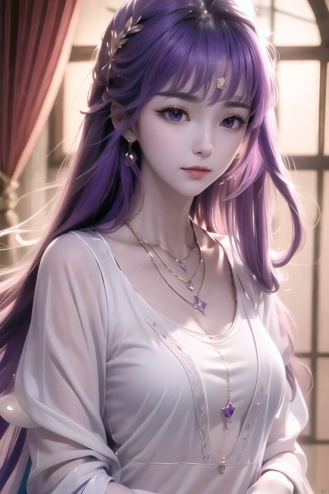  1girl, solo, jewelry, purple_eyes, necklace, long_hair, closed_mouth,,