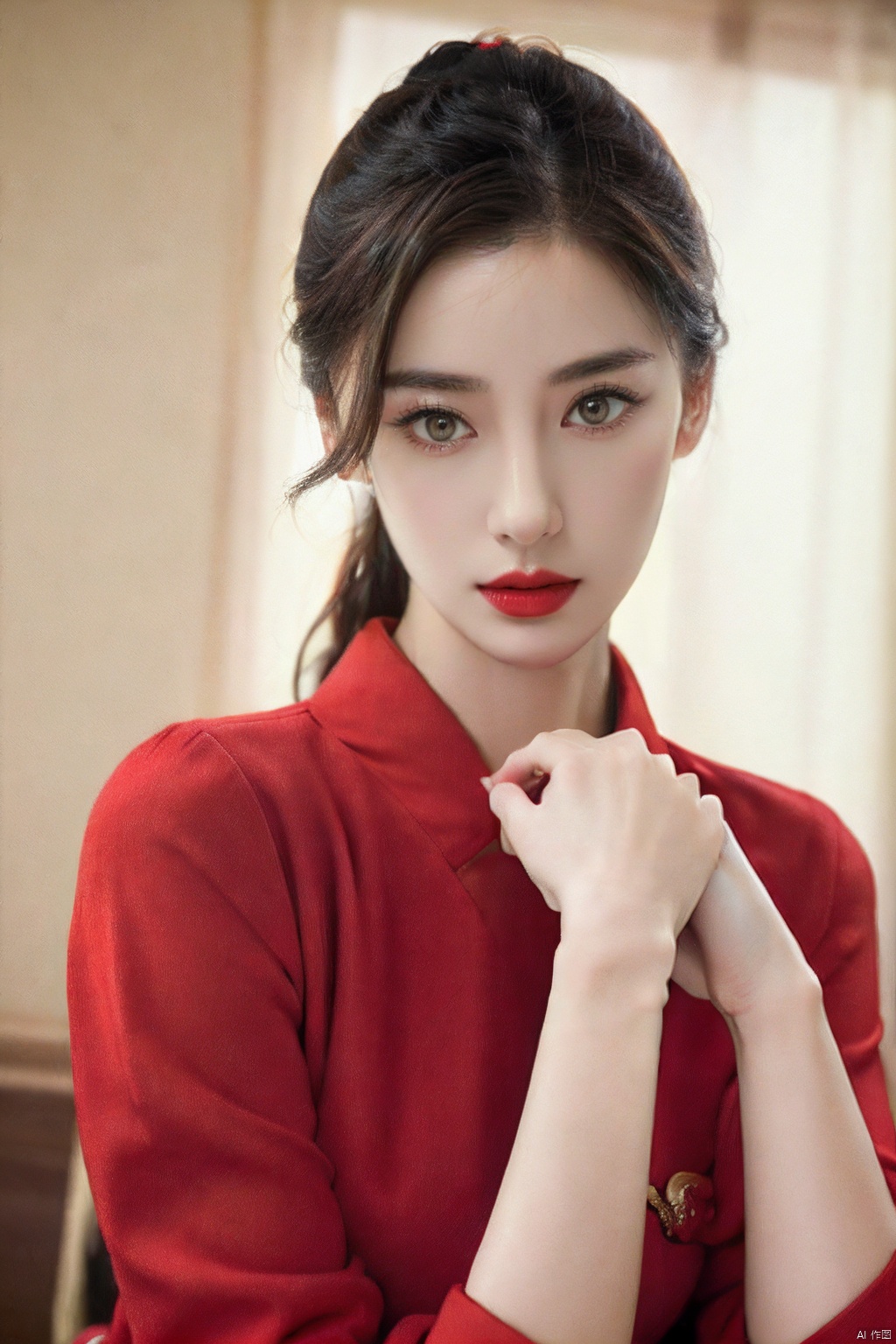  (best quality:1.4),(masterpiece:1.4),(photorealistic:1.4),(ultra high res, raw photo:1.4),(hdr, hyperdetailed:1.2),close up,dramatic lighting,red clothes,chinese clothes,