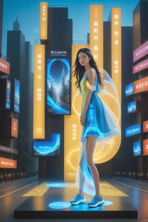 1girl, solo, long hair, neon light, (full body), night, city street, blue_dress, luminous text on the body, multi-line light on the body, (luminous electronic screen),(electronic message flow: 1.3), holographic projection, (luminous electronic screen on the arm: 1.2), luminous text on the thigh, (girl pose: 1.3), luminous electronic shoes, (Masterpiece, best quality: 1.2),16k, horizontal image quality, (luminous electronic screen), electronic message flow, holographic projection,, luminous electronic shoes, city blocks, skyscrapers, scenery,(background:herwuman1),
Surrealistic scenes,Weird architecture,Conceptual design,architectural design,realism,surrealism,3D rendering,scenery,excellent lighting,super detail,best quality,Fujifilm,extremely detailed CG unity 8k wallpaper,finely detail,long hair,
﻿