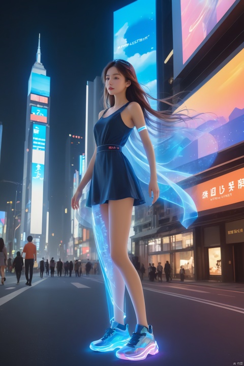  1girl, solo, long hair, neon light, (full body), night, city street, blue_dress, luminous text on the body, multi-line light on the body, (luminous electronic screen),(electronic message flow: 1.3), Perfect body proportions,sky,cloud,window,holographic projection, (luminous electronic screen on the arm: 1.2), luminous text on the thigh, (girl pose: 1.3), luminous electronic shoes, (Masterpiece, best quality: 1.2),16k, horizontal image quality, (luminous electronic screen), electronic message flow, holographic projection,, luminous electronic shoes, city blocks, skyscrapers, scenery,(background:herwuman1),
Surrealistic scenes,Weird architecture,Conceptual design,architectural design,realism,surrealism,3D rendering,scenery,excellent lighting,super detail,best quality,Fujifilm,extremely detailed CG unity 8k wallpaper,finely detail,long hair,
﻿