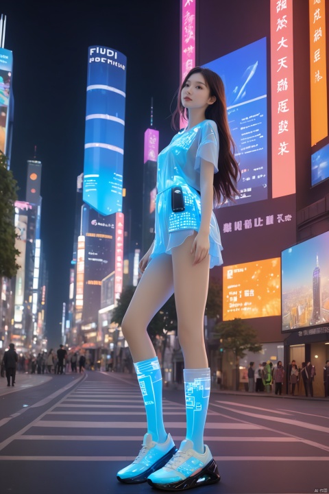 1girl, solo, long hair, neon light, (full body), night, city street, blue_dress, luminous text on the body, multi-line light on the body, (luminous electronic screen),(electronic message flow: 1.3), Perfect body proportions,sky,cloud,window,holographic projection, (luminous electronic screen on the arm: 1.2), luminous text on the thigh, (girl pose: 1.3), luminous electronic shoes, (Masterpiece, best quality: 1.2),16k, horizontal image quality, (luminous electronic screen), electronic message flow, holographic projection,, luminous electronic shoes, city blocks, skyscrapers, scenery,(background:herwuman1),
Surrealistic scenes,Weird architecture,Conceptual design,architectural design,realism,surrealism,3D rendering,scenery,excellent lighting,super detail,best quality,Fujifilm,extremely detailed CG unity 8k wallpaper,finely detail,long hair,
﻿, bailing_robot