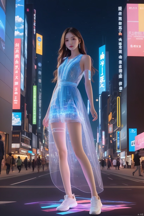  1girl, solo, long hair, neon light, (full body), night, city street, blue_dress, luminous text on the body, multi-line light on the body, (luminous electronic screen),(electronic message flow: 1.3), Perfect body proportions,sky,cloud,window,holographic projection, (luminous electronic screen on the arm: 1.2), luminous text on the thigh, (girl pose: 1.3), luminous electronic shoes, (Masterpiece, best quality: 1.2),16k, horizontal image quality, (luminous electronic screen), electronic message flow, holographic projection,, luminous electronic shoes, city blocks, skyscrapers, scenery,(background:herwuman1),
Surrealistic scenes,Weird architecture,Conceptual design,architectural design,realism,surrealism,3D rendering,scenery,excellent lighting,super detail,best quality,Fujifilm,extremely detailed CG unity 8k wallpaper,finely detail,long hair,
﻿, bailing_robot