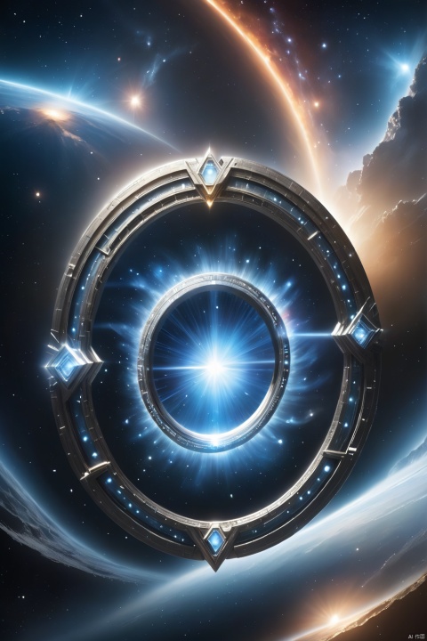 super detailed image of (((the giant stargate ring in the deep space))), ((the entire space inside the stargate is filled with streams of blue plasma flowing from the ring to the center of the space inside the ring):1.5), ((a flying saucer opposite the stargate is preparing to pass through it):1.3), (lightnings runs across the surface of the stargate), a planet very far in the space on background, Milky Way, space, stars, (Best Quality, 16K, Masterpiece, UHD, Ultra quality cinematic lighting, Huge detail, Well lit, sharp, hyper realistic, epic scale, insane level of details)
