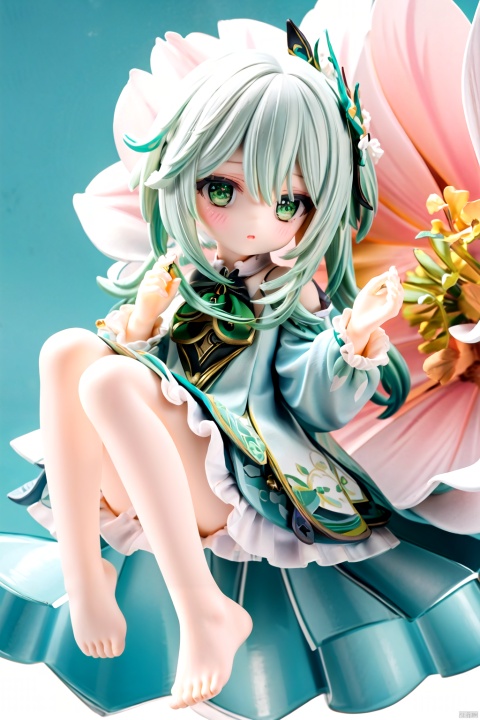  best_quality, extremely detailed details, loli,underage,((shrot)),1_girl,solo,full_body,cute_face,pretty face,extremely delicate and beautiful girls,(beautiful detailed eyes),  green_eyes,+_+,white_and_green_hair,barefeet,
white_background,nahida (genshin impact), handmade style