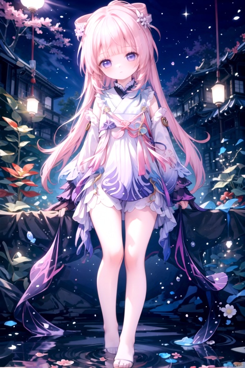  best_quality, extremely detailed details, simple,clean_picture, loli,1_girl,solo,((full_body)),
pretty face,extremely delicate and beautiful girls,(beautiful detailed eyes),blue eyes, hair ornament, purple eyes, pink hair, multicolored hair, vision \(genshin impact\),half gloves, bow-shaped hair, blunt bangs, gradient hair, 
Chinese_clothes,new_year,Spring_Festival,red_clothes,Chinese_style,hanfu,
((standing)),Standing in the sea and dancing,