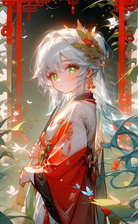  best_quality, extremely detailed details, simple,clean_picture, loli,1_girl,solo,full_body,
pretty face,extremely delicate and beautiful girls,(beautiful detailed eyes),green_eyes,white_hair,very_long_hair, spring_festival,Chinese_style,red_clothes,midjourney portrait